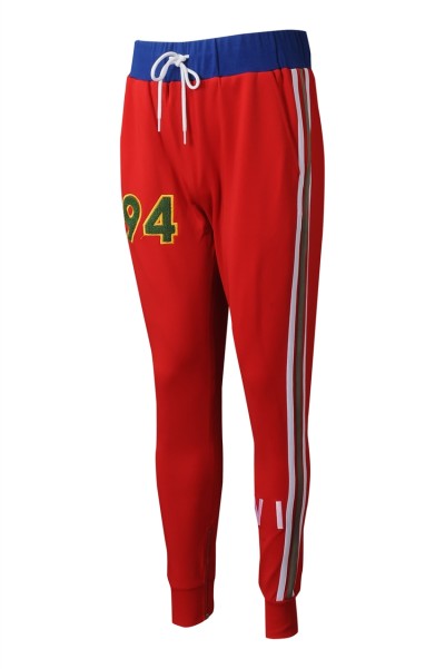 U374 Manufacturing pedicure sports trousers Customized contrast waistband Polar fleece embroidery patch silver zipper trousers Sweatpants center 45 degree